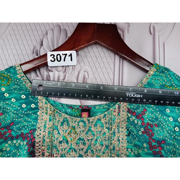 VALAS Women's Exotic Dress Made In INDIA Plus SZ 3XL Jade Green Paisley Sequins - Picture 16 of 16